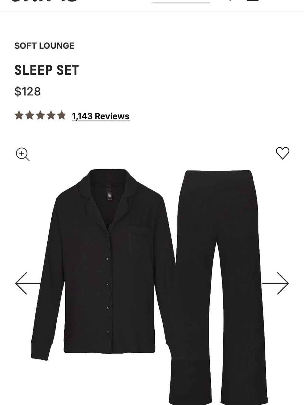 SKIMS Soft Lounge Black Ribbed Sleep Set - Cozy Two-Piece Lounge - Picture 5 of 6
